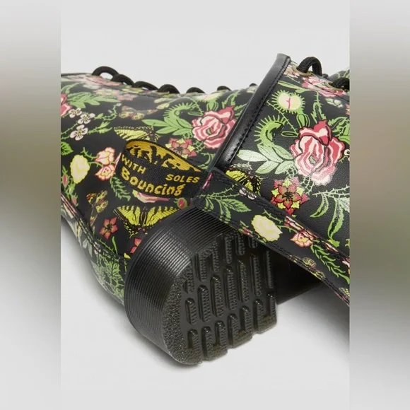 New Dr Martens 1460 WOMEN'S FLORAL BLOOM LEATHER LACE UP BOOTS Size 7 - Picture 8 of 9